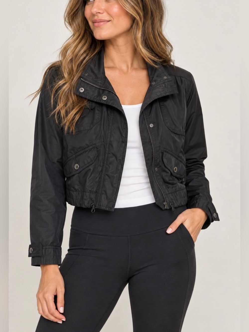 Athleta Journey Cropped Jacket in black size S